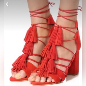 Loeffler Randall - Suede tassel tie up heels